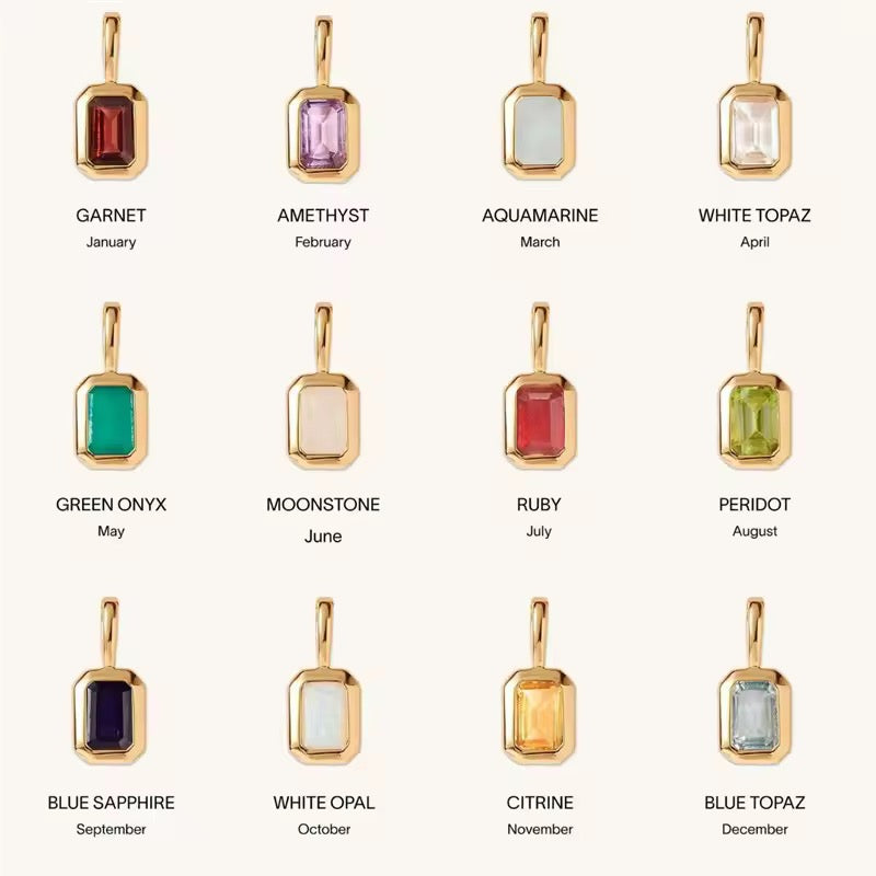Birth Stone Rectangle Charms